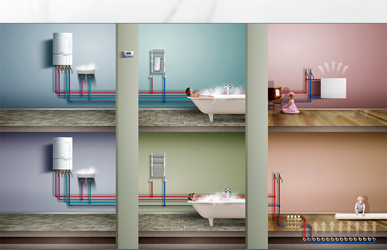 威能地暖，长沙地暖，威能壁挂炉，散热片